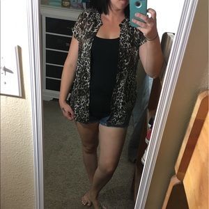 Sara Michelle button up leopard cheetah print